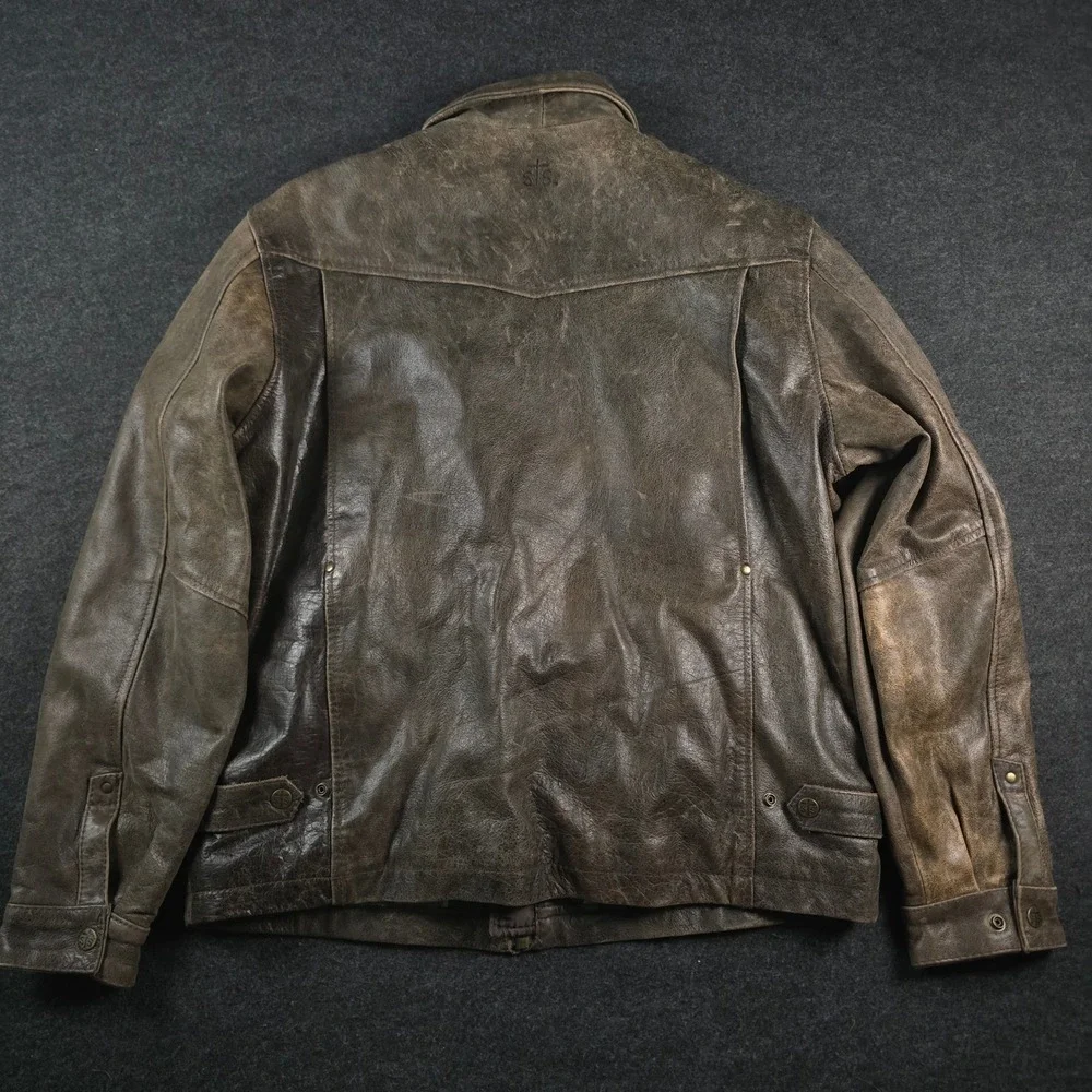 STS Ranch Wear Rifleman Distressed Brown Leather Jacket Concealed Carry Men's XL